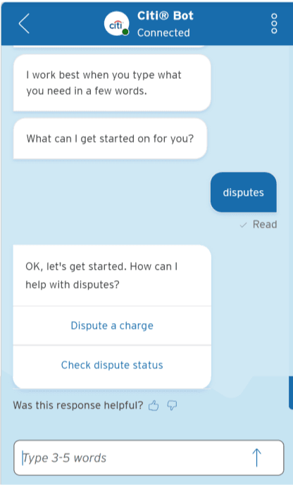 Redesigned virtual assistant conversation